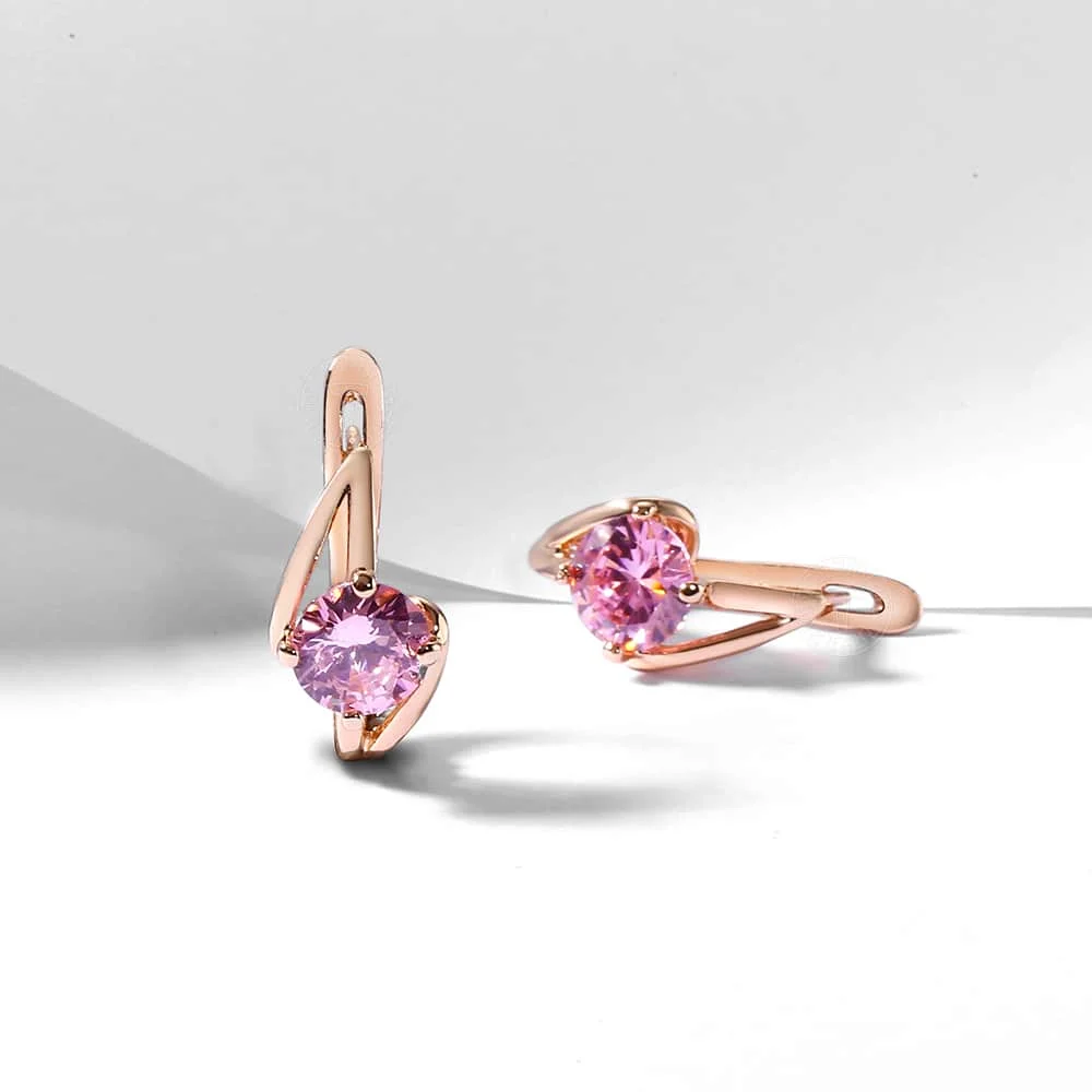 Davieslee розовые серьги из синего камня для девушки женщины 585 однотонный цвет розовое золото камень серьги Элегантные ювелирные изделия подарок DGEM34
