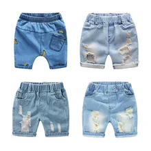 Детские ковбойские шорты; летняя детская одежда; коллекция года; повседневные джинсовые шорты до колена в Корейском стиле с вышитыми бананами; модные