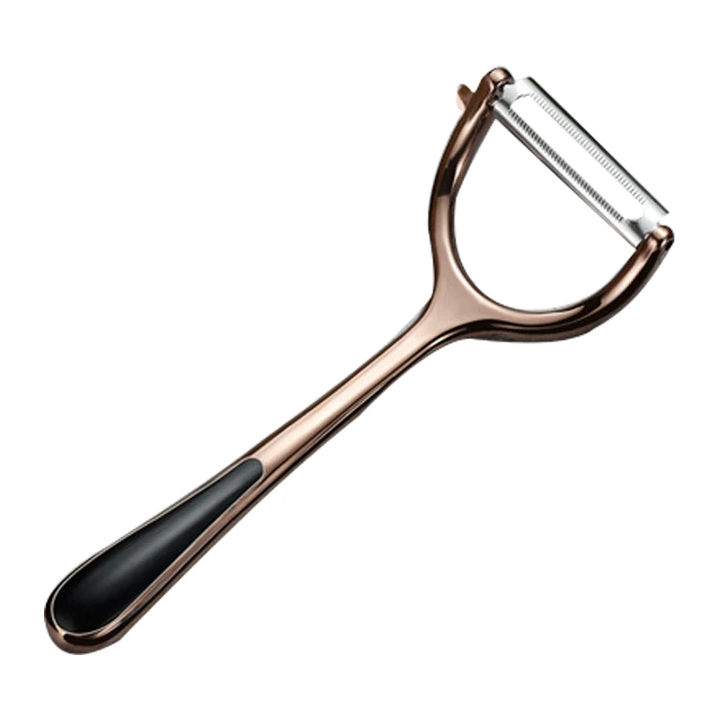 Rosegold Кухонный гаджет для фруктов, овощей, Овощечистка из нержавеющей стали, картошка, огурец, Овощечистка, кухонная утварь, ультра острое Картофелечистка, вращающееся лезвие - Цвет: Rosegold