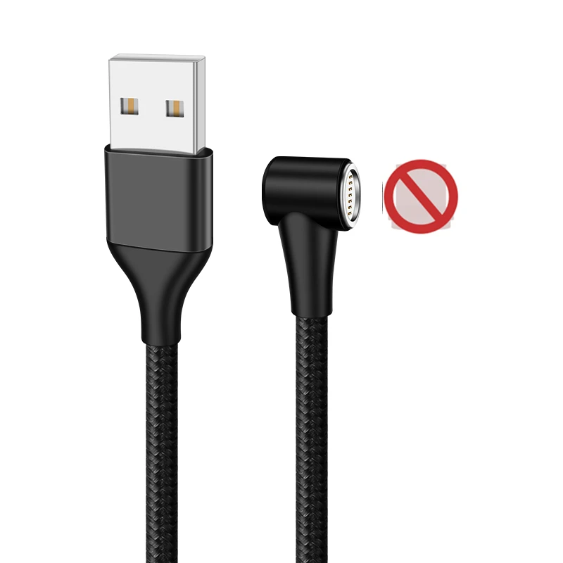 ROCK 5A Магнитный кабель Micro usb type C адаптер Шнур 90 градусов локоть быстрое зарядное устройство светильник ing светодиодный светильник для передачи данных для iPhone samsung - Цвет: Only Black Cable