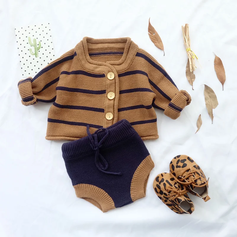 

Lovely Baby Boys Winter Clothes Sets Toddler Boys Girls Winter Knit Sweater Bloomers Sets Korean Baby Sweater Outfit