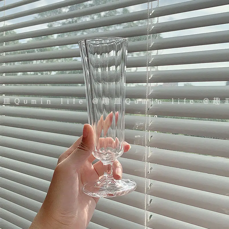Trumpet Glass Champagne Glass 150ml Home Party Goblets Red Wine Cup Creative Vintage Color Juice Glasses Green