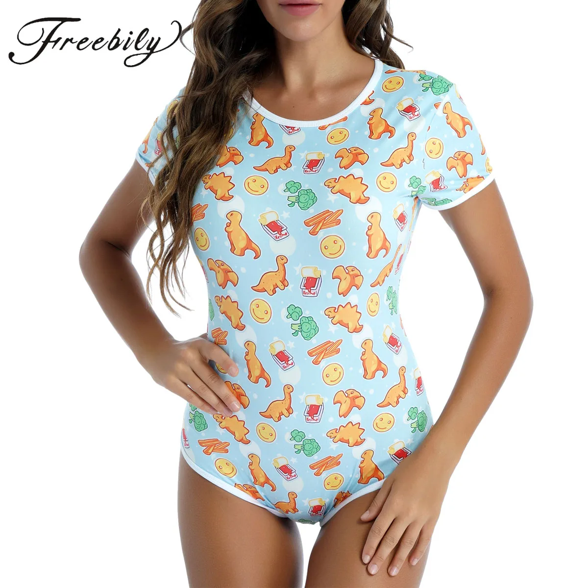 Adult Diaper Jumpsuit Cotton One-piece Pajamas Romper Women Cute Cartoon Sleepwear |