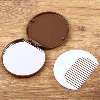 

1pcs Cute Chocolate Cookie Shaped Fashion Design Makeup Mirror with 1 Comb Set