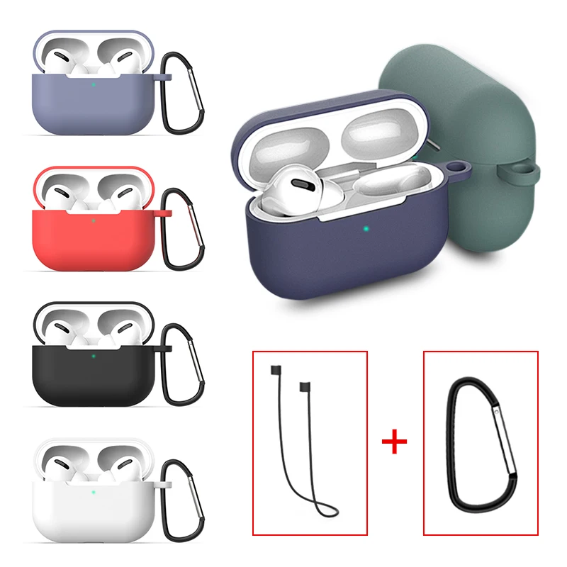 3 в 1 Наушники Аксессуары для Airpods Pro 2019 Мягкий силиконовый чехол + анти-потеря