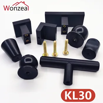 Aluminum Modern Black Cabinet Handle Furniture Hardware Kitchen Door Single Knobs Cupboard Wardrobe Drawer Pulls