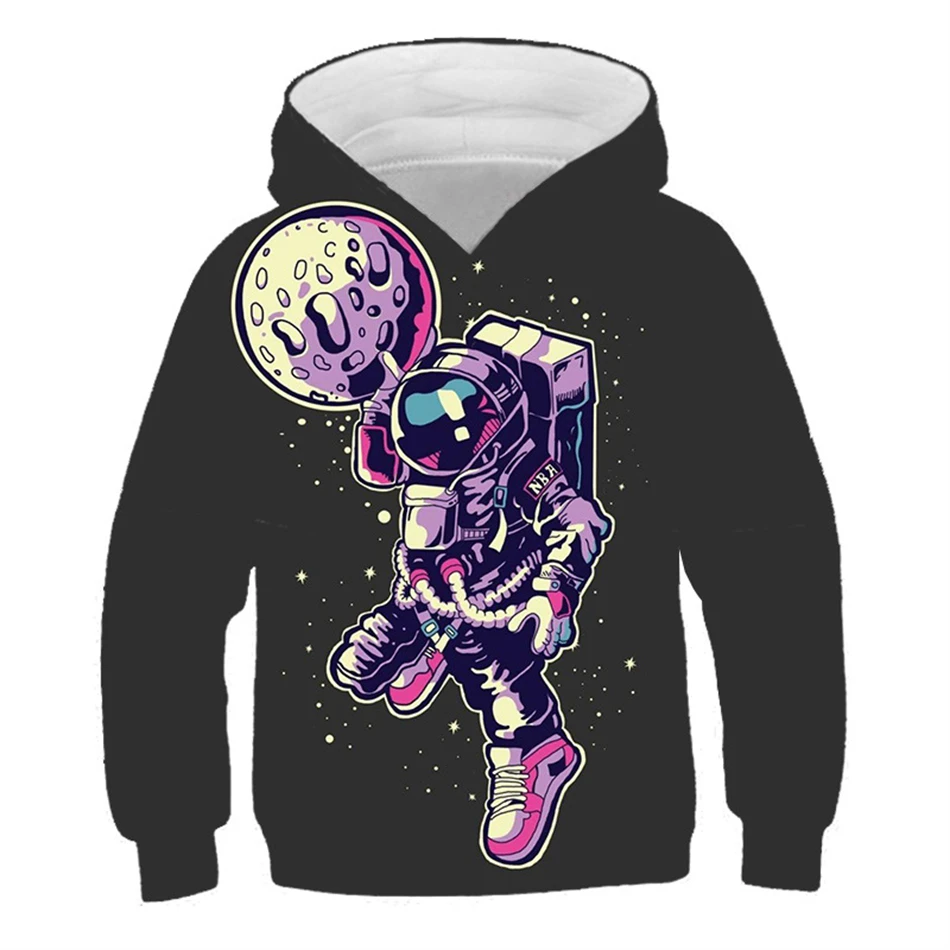 hoodie for baby boy Kids Funny Harajuku Colorful Galaxy Print Hooded Sweatshirt Planet Astronaut 3D Hoodie For Boy Girl 4-13Y Children Cool Pullover children's hooded tops