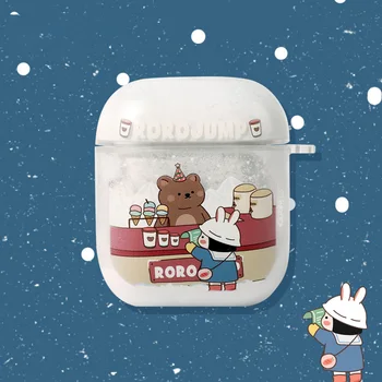 

Air pod Case Personalized Airpods Pro Cute Girl Moving Glitter Case Romance snowflake Gift Airpod case Air pod bling case cover