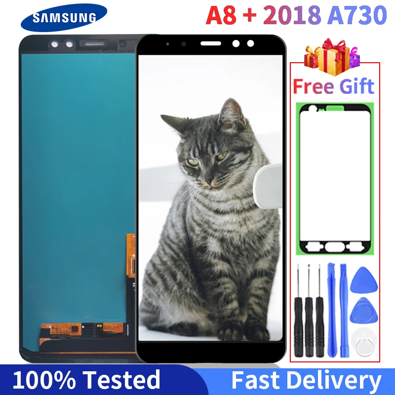 100% SUPER AMOLED A8 плюс ЖК-дисплей с рамкой для SAMSUNG Galaxy A730 + SM-A730F/DS A730F дисплей сенсорным