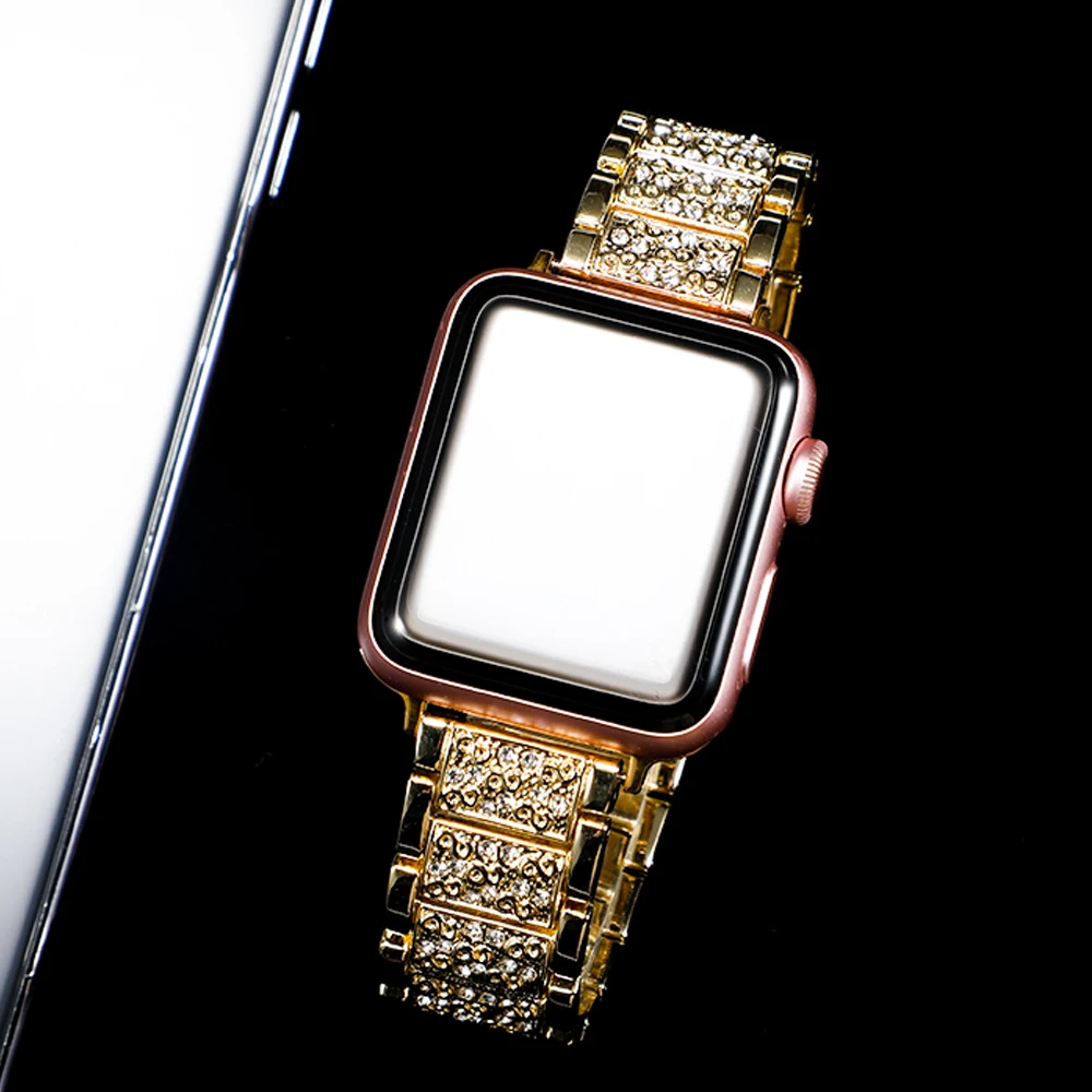 

Lady strap for Apple Watch band 5 apple watch 4 3 2 1 40mm 44mm 38mm 42mm Bling Stainless Steel bracelet strap accessories