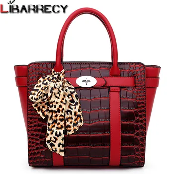 

Vintage Fashion Leopard Scarves Metal Lock Totes Women Stone Pattern Quality Leather Shoulder Bag Elegant Travel Crossbody Bag