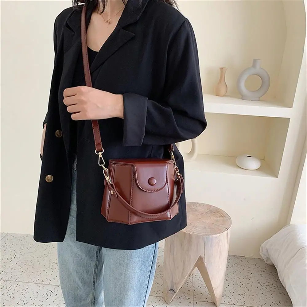Leather Cross Body Bucket Bag For Women 2021 Small Shoulder Bags Casual