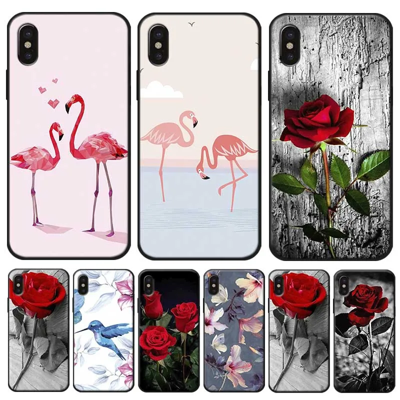 Birds and flowers Cover for iPhone X XS MAX XR 7 8 6 6S plus 5S SE Clear Soft Silicone Phone Case |