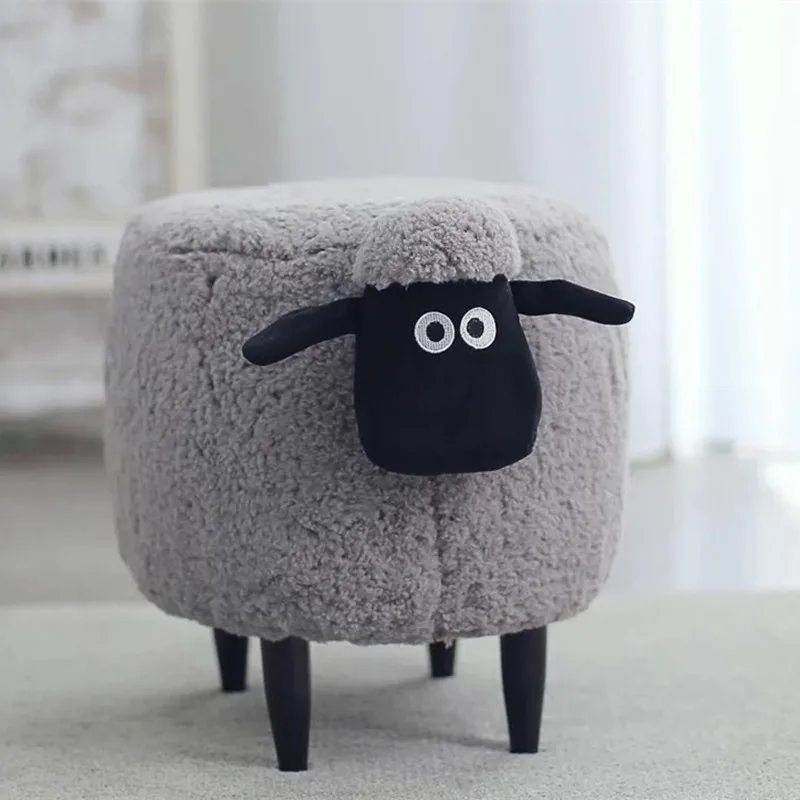 

Creative Fashion Ins Wind Cartoon Adorable Animal Meng Sheep Mountain Alpaca Wear Shoes Storage Low Stool Chair