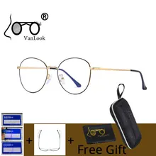VANLOOK Computer Glasses Round Anti Blue Ray Light Blocking Fashion Metal Eyeglasses Frame Men Women Clear Lens Anti Radiation