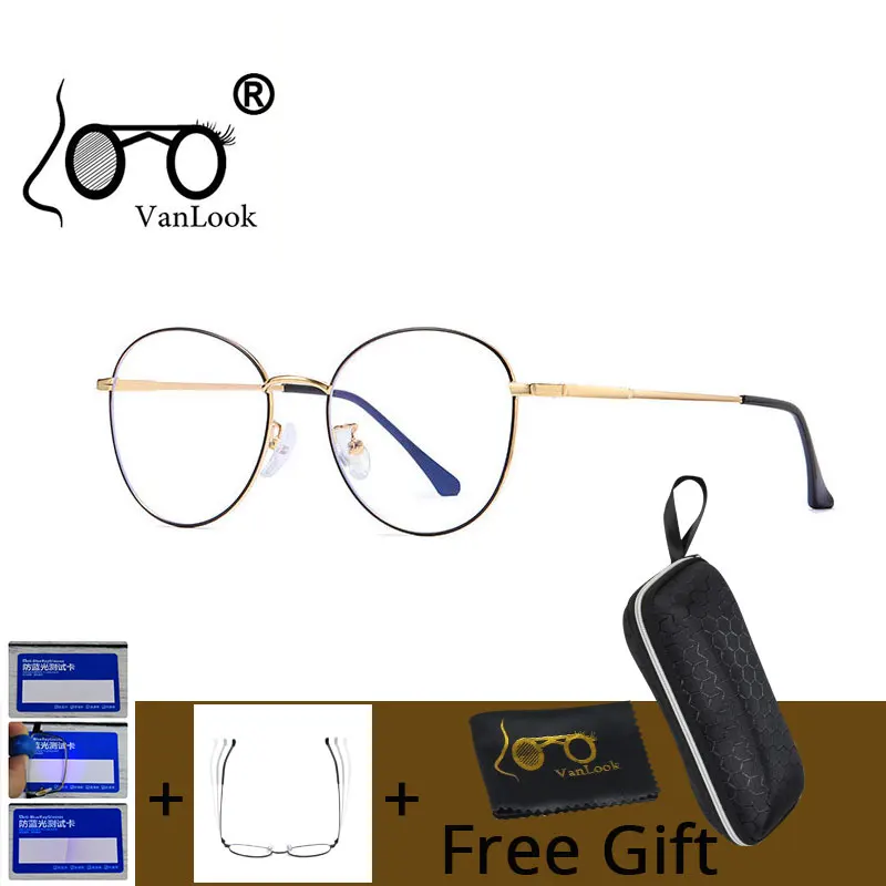 Очки компьютерные VANLOOK с защитой от синего света модные круглые металлические