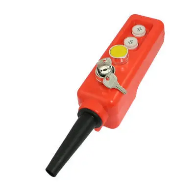 

3-Position Selector Momentary Up Down Yellow Hoist Push Button Switch w Key