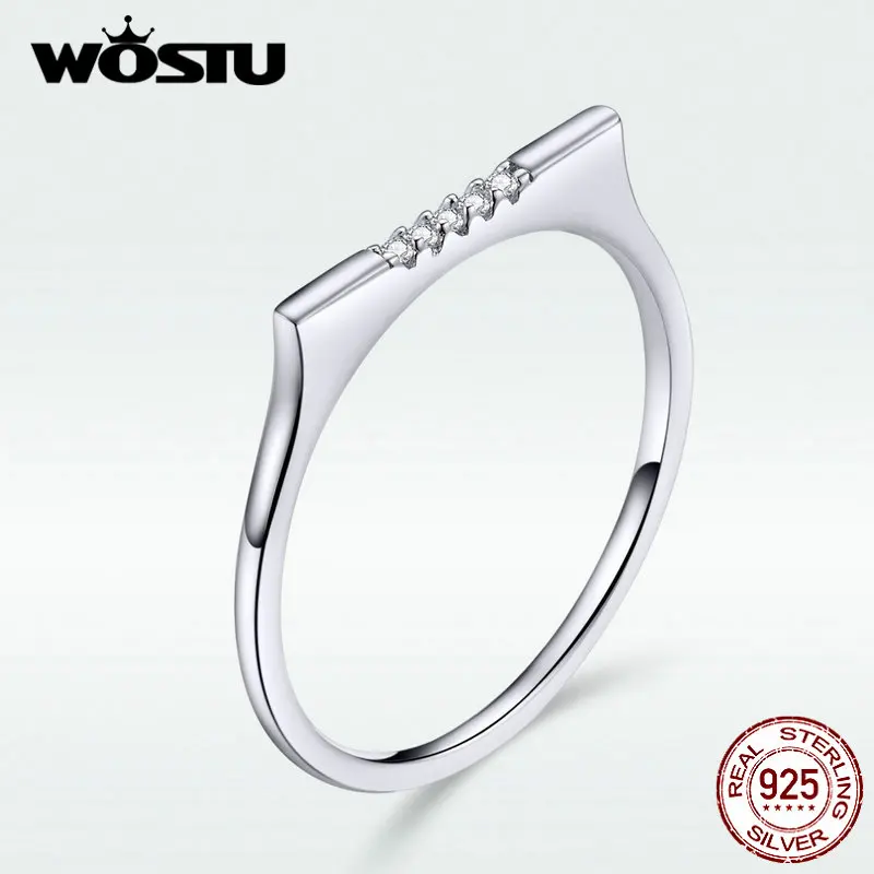 WOSTU, подлинное 925 пробы, Серебряное длинное кольцо, циркониевое кольцо на палец, минималистичное обручальное кольцо для женщин, изысканное ювелирное изделие, подарки BKR564