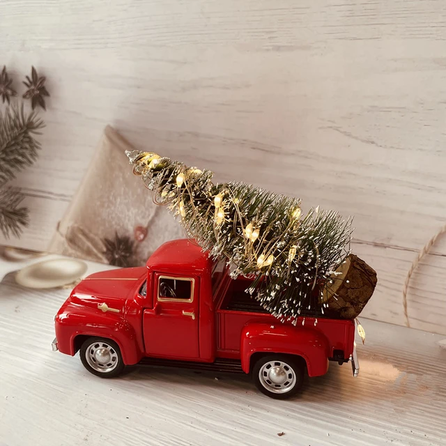 Weihnachten Rot Metall Lkw Kinder Vintage Lkw mit Beweglichen Rad