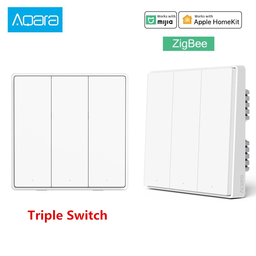 Aqara Смарт настенный выключатель D1 Тройная Кнопка Zigbee Беспроводной пульта