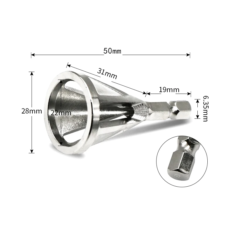 1 шт. шестигранный/треугольный хвостовик из нержавеющей стали, внешний инструмент для снятия фаски, высокопрочная твердость, сверло для удаления заусенцев