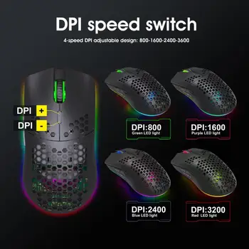 

T66 2.4G Wireless Mouse RGB Lighting Built-in Battery Bee Hole Mouse Is Suitable For PC Laptop Gamer 2.4G Wireless Peripherals
