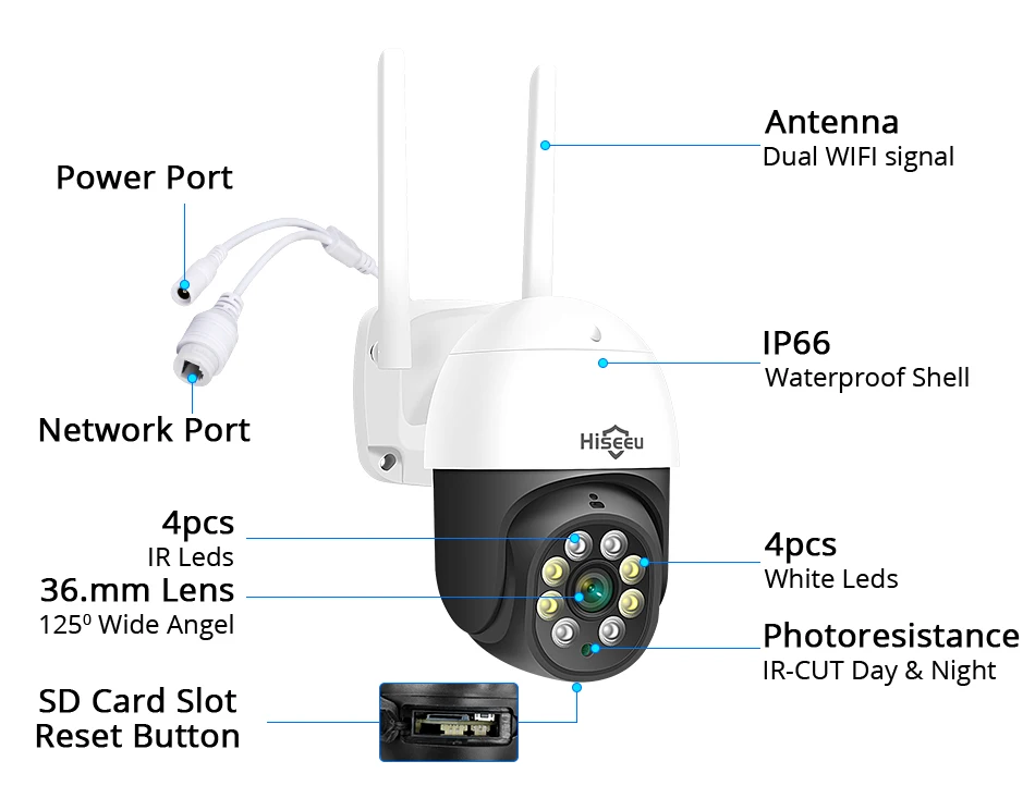 Hiseeu PTZ WIFI IP Dome 3MP Camera 2MP 1080P Outdoor Waterproof Security Speed Camera SD Card Wireless IP Camera App View Hiseeu PTZ WIFI IP Dome 3MP Camera 2MP 1080P Outdoor Waterproof Security Speed Camera SD Card Wireless IP Camera App View