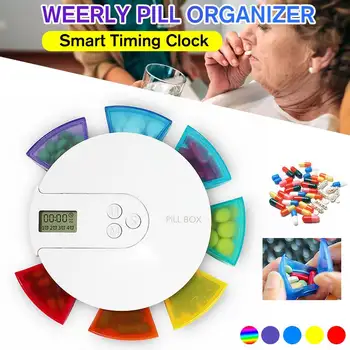 

Weekly Pill Box Smart Clock Reminder Travel Pill Case Splitter Pill Organizer Medicine Box 7 Day Pill Cutter Tablet Container