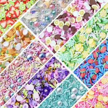 

1Box Mixed Fruit Crystal Pearl Polymer Hot Clay Sprinkles for DIY Crafts Tiny Cute Plastic klei Accessories Slime Filling 150ML