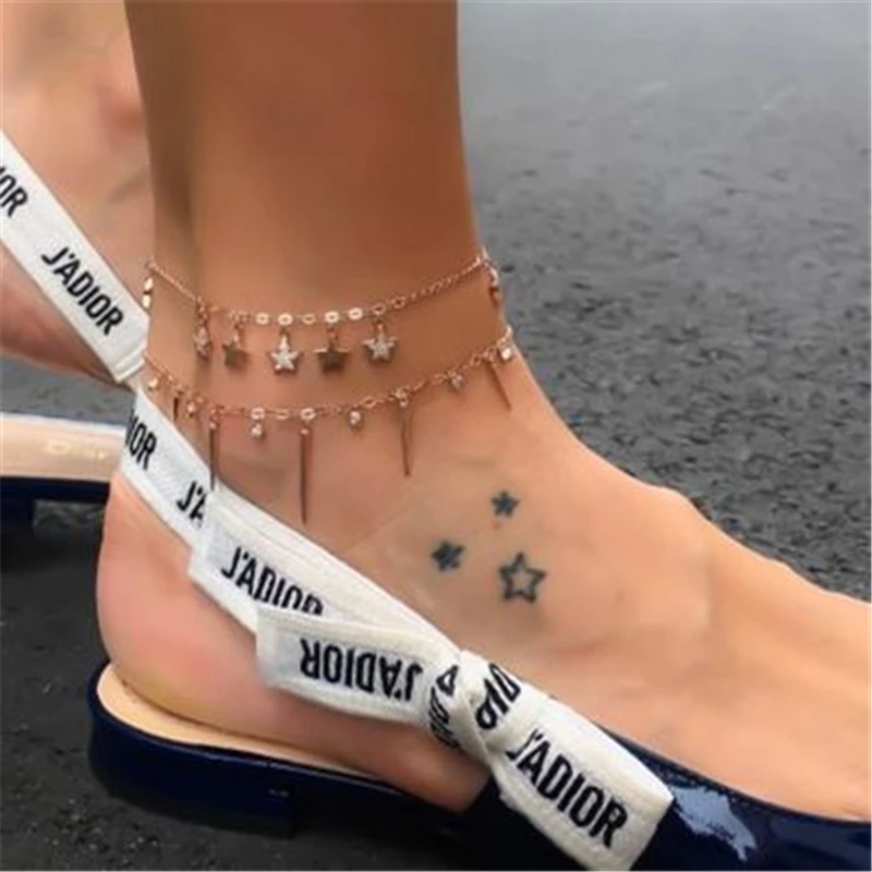 

2019 new fashion ladies gold exquisite anklet stars Liu Ding Bohemia anklet beach natural hot sale jewelry summer accessories