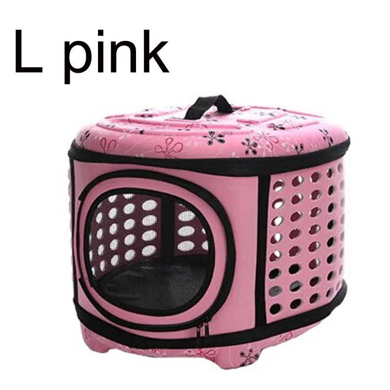 L Pink Переноска для домашних животных, для собак, кошек, складная клетка, складная сумка для ящиков, пластиковая сумка для переноски, товары для домашних животных, сумка для транспортировки - Цвет: L Pink