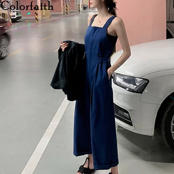 

Colorfaith 2020 New Summer Woman Jumpsuits & Rompers Casual Strap High Waist Wide Leg Ankle-Length Pants Cargo Playsuit JS3879