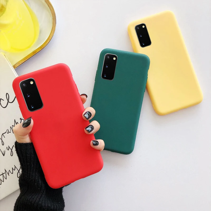 Luxury Matte Silicone Phone Case For Samsung Galaxy A12 A32 A52 A72 5G S22 S21 Ultra Plus S20 FE Note 10 Lite Solid Color Cover cheap galaxy s22+ case