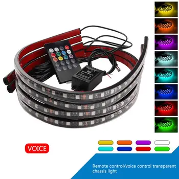 

4Pcs Car Underglow Flexible Strip LED Remote Control RGB Decorative Atmosphere Lamp Underglow Underbody Neon Light
