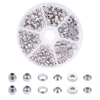 

180PCS 8 Styles Stainless Steel Bead Spacers for Jewelry Making