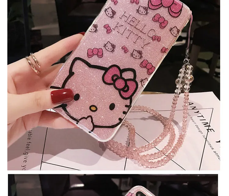 Милый мультяшный чехол hello kitty для телефона Apple, тонкий и мягкий силиконовый защитный чехол для Iphone 6 7 8 S Plus X XR XS XSMAX