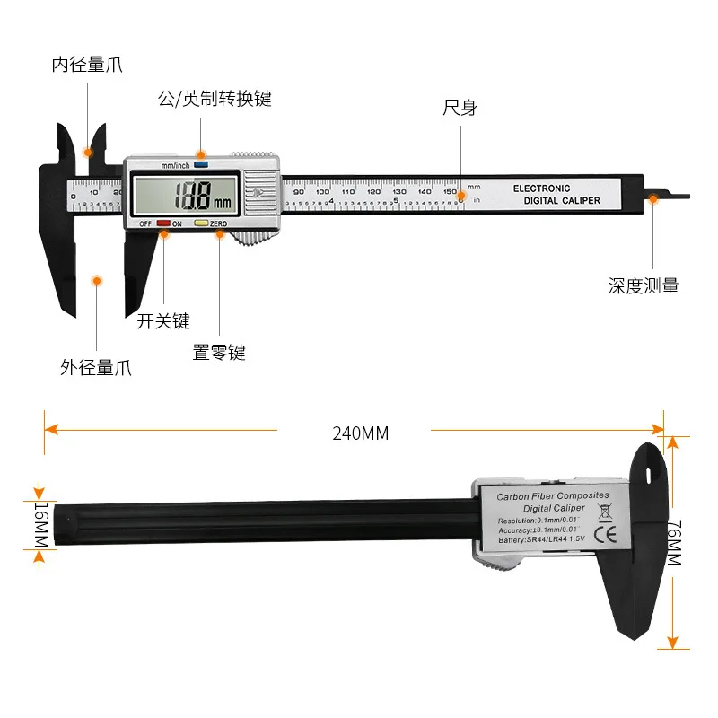 

Microblading Digital Electronic Vernier Caliper 150MM Tattoo Eyebrow Ruler Measuring Tool LCD Micrometer Measurement Means