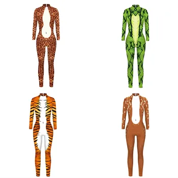 

FASHION Top Animal Sexy Jumpsuit Women Snake Pattern Halloween Costumes For Women Zentai Carnival Nightclub Party Cosplay