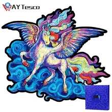 Puzzle en bois, tout Style, licorne, Animal, jouet pour enfants, motif de forme irrégulière, cadeau pour adultes et enfants, boîte cadeau