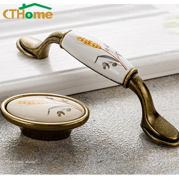 96mm128mm Vintage Classical Ceramic Handle Cabinet Knob Pull Furniture Dresser Handle Drawer Kitchen Closet Door Handle Lucky