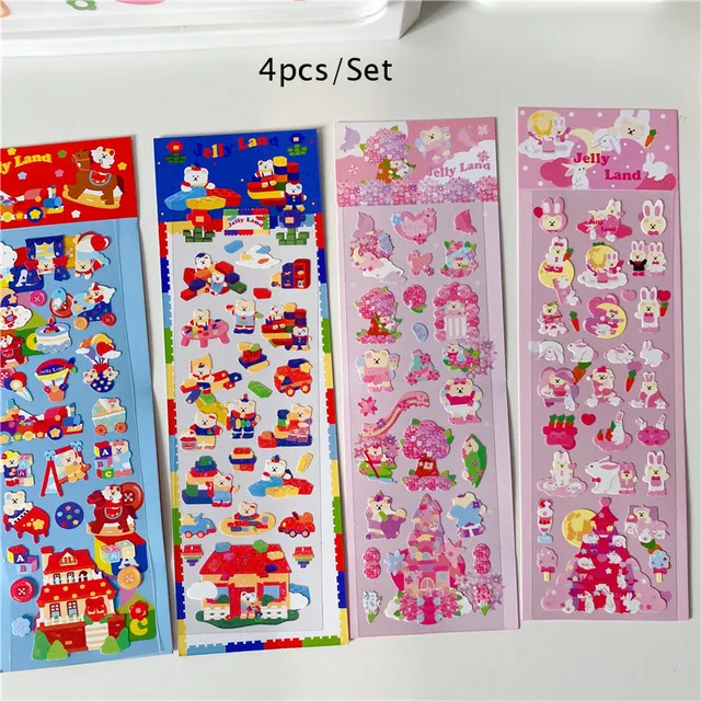 SKYSONIC 2/4/5/6/8pcs/10pcs Full Set Series Decorative Stickers Idol Card Album Scrapbooking Sticker Korean Stationery Suppliers 4 pcs set