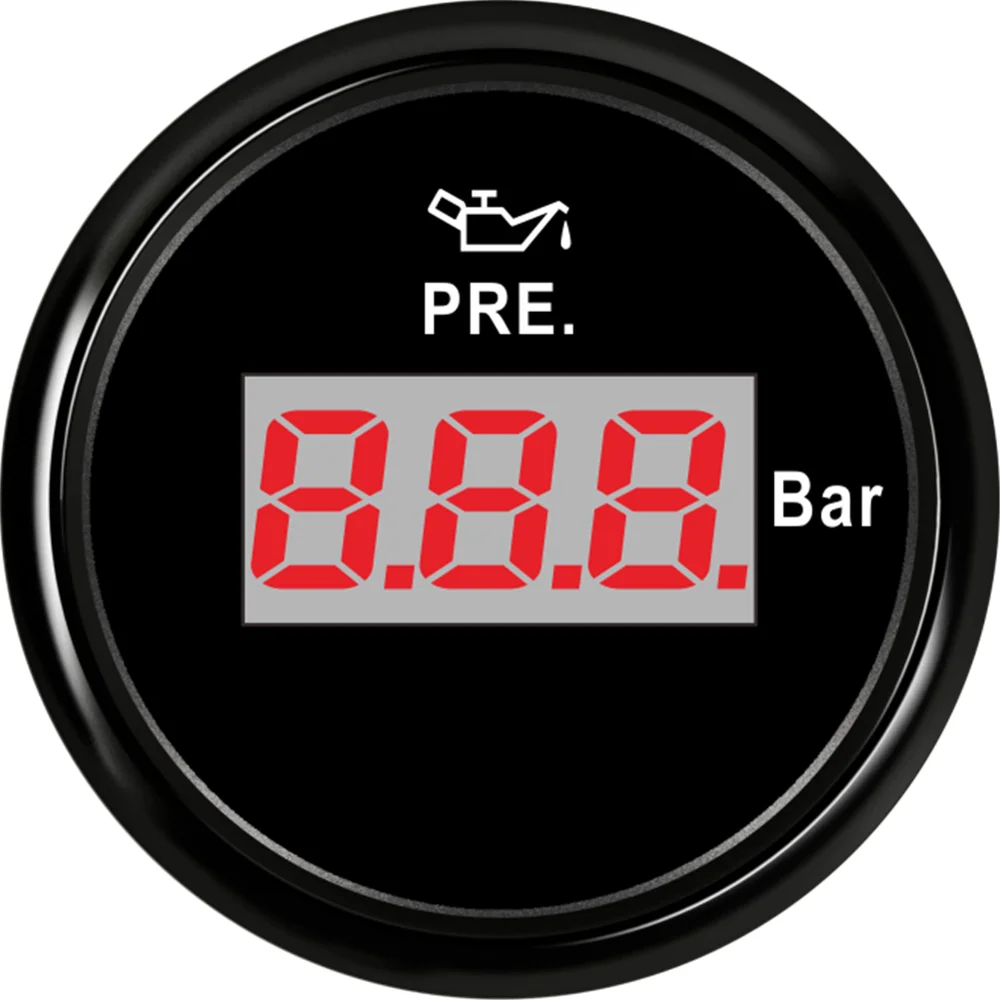 1pc Digital Oil Pressure Gauges 52mm 0 10Bar Oil Pressure Meters LCD Display Waterproof IP67