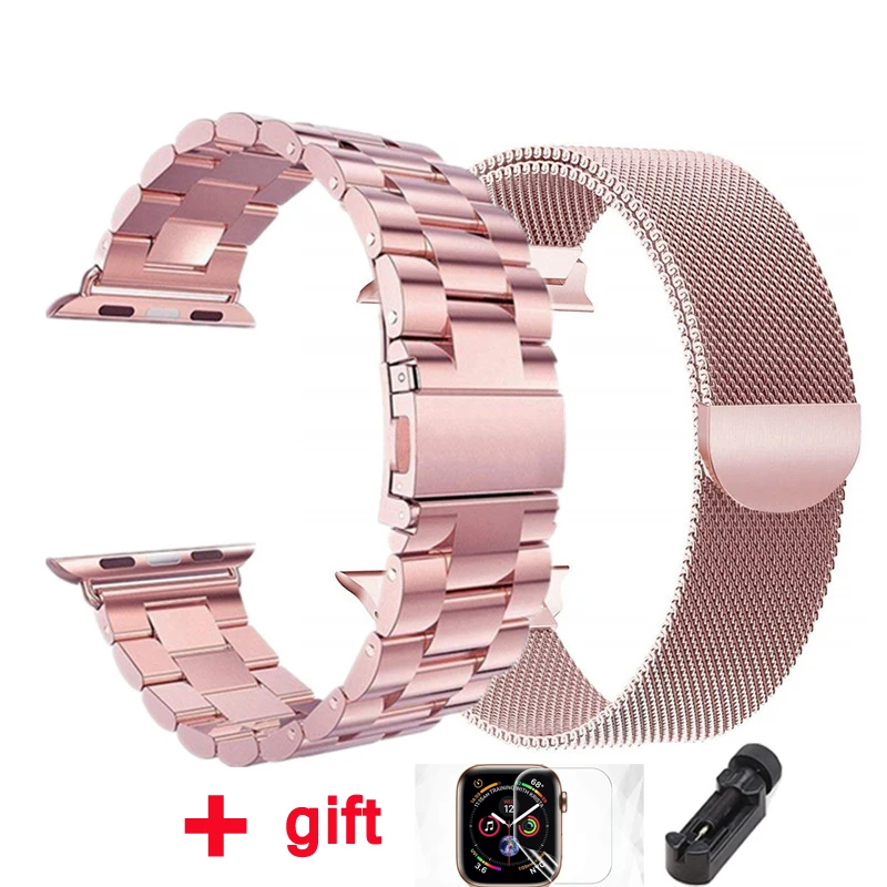 Миланская петля ремешок для Apple watch 42 мм 38 мм iWatch ремешок 44 мм 40 мм браслет из нержавеющей стали Apple watch 4 5 3 Аксессуары
