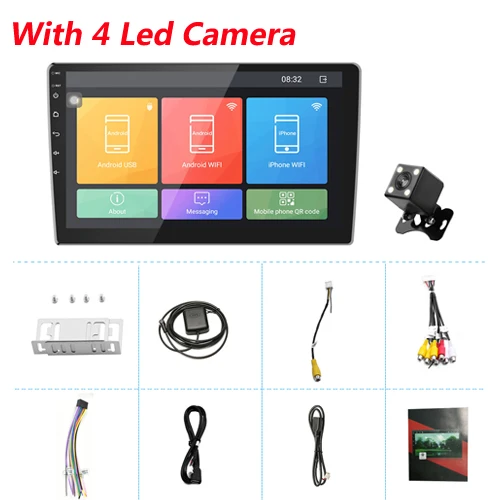 With 4 Led Camera AMPrime Android 2 din автомагнитола 9 ''Автомобильный мультимедийный плеер универсальный gps Wifi магнитофон аудио стерео MirrorLink с камерой - Цвет: With 4 Led Camera
