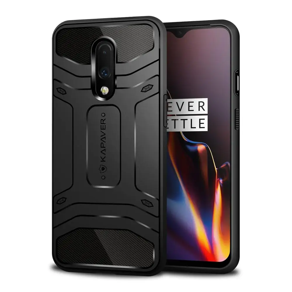 

[ Updated Version ] KAPAVER® Back Cover Case Compatible for OnePlus 7/1+7 Tough Rugged Case Solid Black Shock Proof Armor Slim