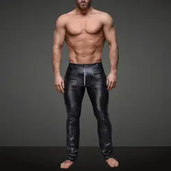 Мужские брюки черные модные до щиколотки лакированные кожаные штаны на молнии Клубная одежда сексуальные обтягивающие брюки для