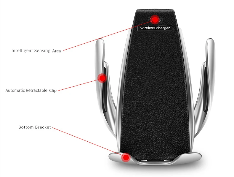 Автоматическое зажимное беспроводное автомобильное зарядное устройство держатель для телефона вращающийся на 360 градусов Волшебный зажим S5 беспроводной зарядный кронштейн