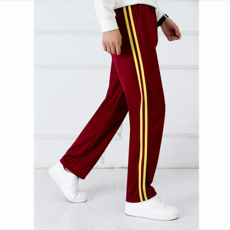 Unisex Track Pants Casual Sweatpants Striped Straight Pants Joggers Wine red Simple Work sport jogging trousers wide leg pants fleece sweatpants fashion pants fashionable wide leg pants