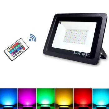 

RGB LED Flood Light 30W 50W 100W Waterproof LED Floodlight Outdoor Spotlight Flashlight with Colorful Remote Control Neon Light