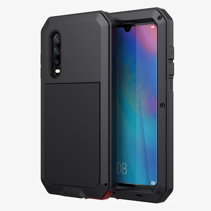 

Hybrid Tank 360 Full Protection Case For Huawei P30 PRO Aluminum Metal Silicone Shockproof Protection Case Cover